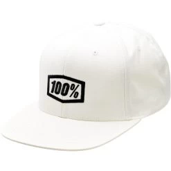 100% Icon AJ Fit Snapback Hat - White